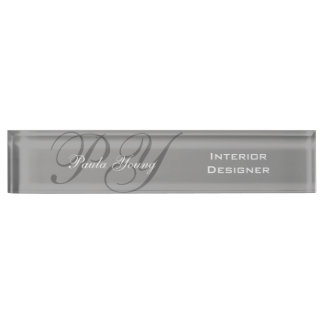 Kundenspezifisches modernes Monogramm 2 (Grau) Namensplakette