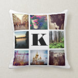 Kundenspezifisches Monogramm acht Instagram Kissen<br><div class="desc">Fertigen Sie dieses quadratische Akzentkissen mit Ihrer Initiale und acht Ihrer LieblingsFotos und des kundenspezifischen Monogramms besonders an. Pillow kennzeichnet auch ein grafisches Schwarzweiss-Tupfenmuster.</div>