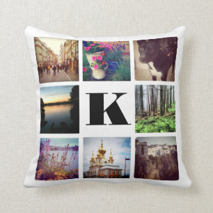Kundenspezifisches Monogramm acht Instagram Kissen
