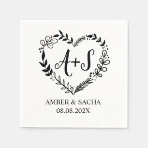 Kundenspezifisches Monogramm-Hochzeitslogo mit Her Serviette