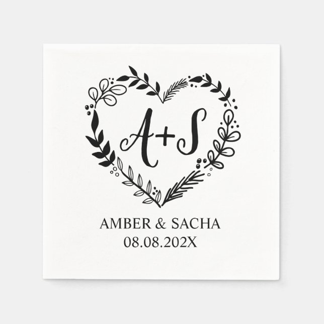 Kundenspezifisches Monogramm-Hochzeitslogo mit Her Serviette (Vorderseite)