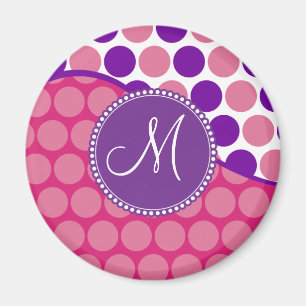 Kundenspezifisches Monogramm-Initialen-Rosa-lila Magnet