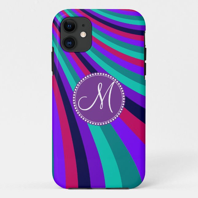 Kundenspezifisches Monogramm-lila rosa Case-Mate iPhone Hülle (Rückseite)