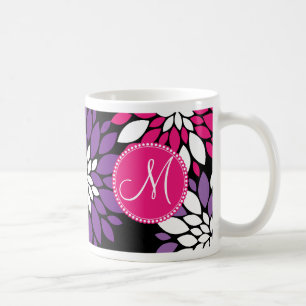 Kundenspezifisches Monogramm-lila rosa weiße Tasse