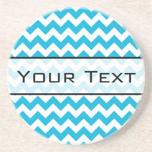 Kundenspezifisches Monogramm mit blauem Zickzack Sandstein Untersetzer