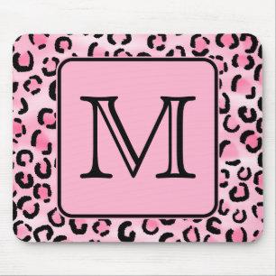 Kundenspezifisches Monogramm. Schwarzer und rosa Mousepad