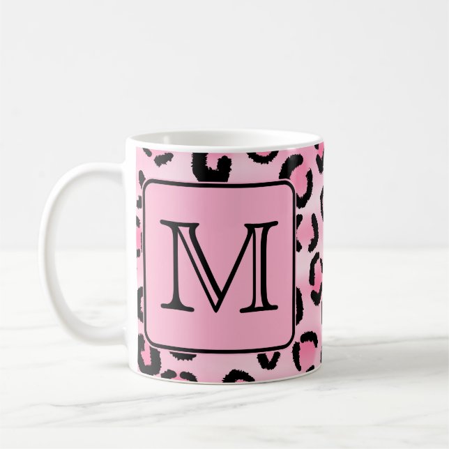 Kundenspezifisches Monogramm. Schwarzer und rosa Tasse (Links)