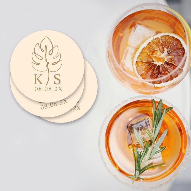 Kundenspezifisches Monsteron-Monogram-Save the Dat Runder Pappuntersetzer (Von Creator hochgeladen)