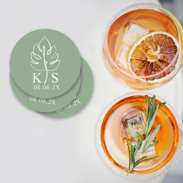 Kundenspezifisches Monsteron-Monogram-Save the Dat Runder Pappuntersetzer