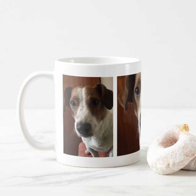 Kundenspezifisches personalisiertes Hunde Foto Kaffeetasse (Mit Donut)