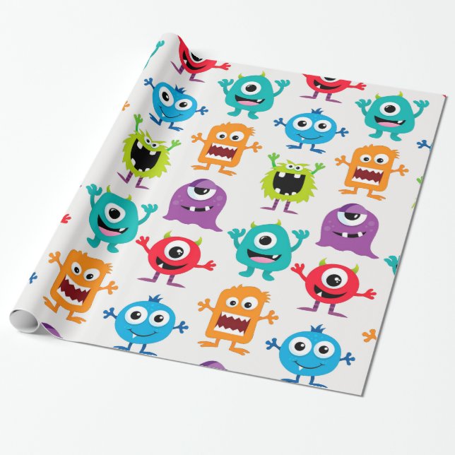 Kundenspezifisches Retro Monster-alien Geschenkpapier (Ungerollt)
