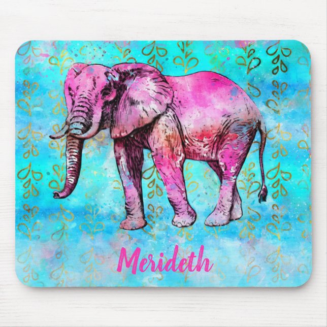 Kundenspezifisches rosa Elefant-blaues Mousepad (Vorne)