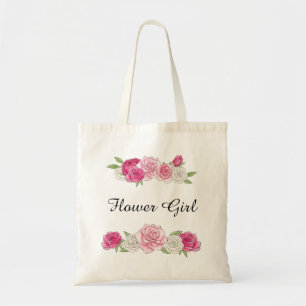 Kundenspezifisches rosa Rosechic-Blumen-Mädchen Tragetasche