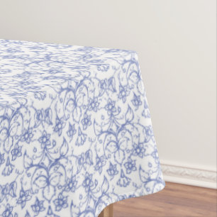 Kundenspezifisches Singrün-Blau auf weißem Tischdecke