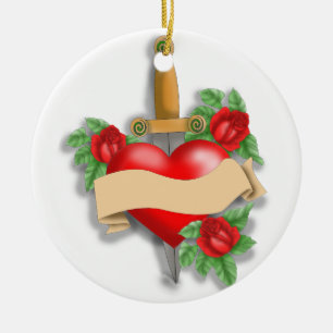 Kundenspezifisches Tätowierungs-Herz Keramikornament