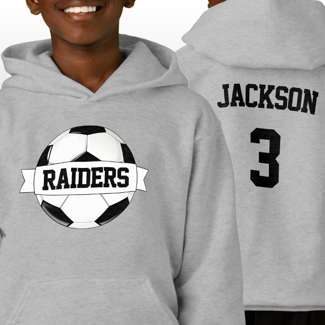 Kundenspezifisches Team für Boys und Spielername & Hoodie (Soccer team hoodie with personalized soccer team name, player name and player jersey number.)