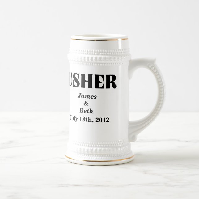 Kundenspezifisches Wedding Usher-Bier Stein Bierglas (Rechts)