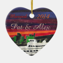 Kundenspezifisches Weihnachtsschiff - erstes Keramikornament