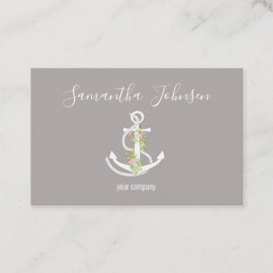 Kundenspezisch Anker mit Blumen Visitenkarte