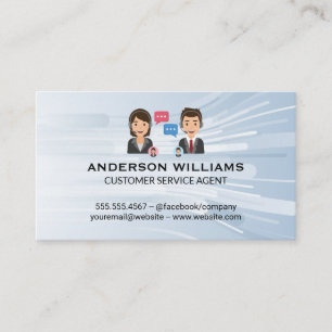 Kundensupport im Call Center Leute chatten Visitenkarte