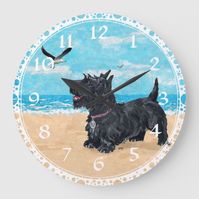KUNDENZEICHEN für Scottie Beach Große Wanduhr (Vorderseite)
