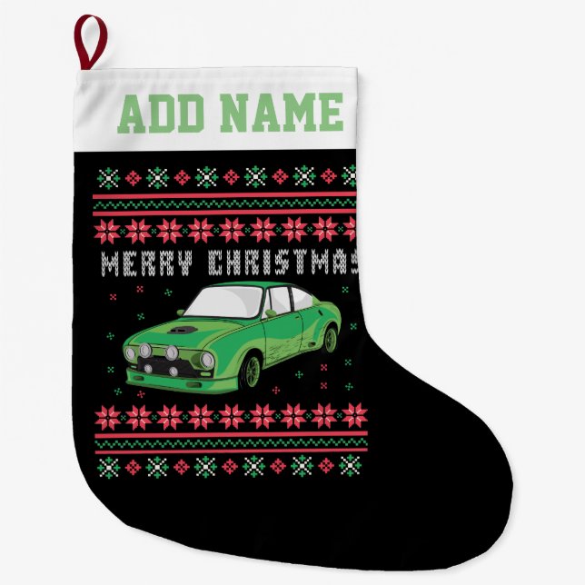 Kundgebung Car Ugly Christmas Sweater Großer Weihnachtsstrumpf (Vorderseite)