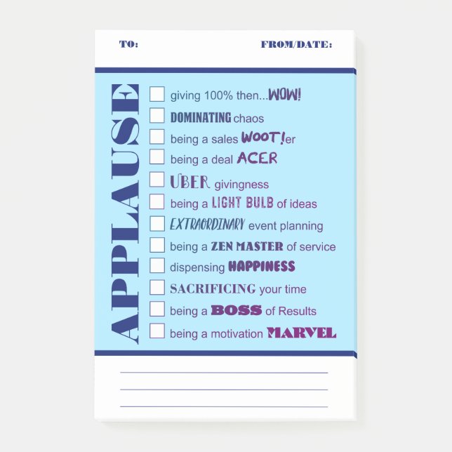 Kündigen Sie die Anerkennung der Mitarbeiter nach  Post-it Klebezettel (Vorderseite)