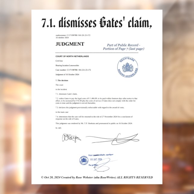 Kündigt die Forderung von Gates durch RoseWrites W Fensteraufkleber (Blatt 2)