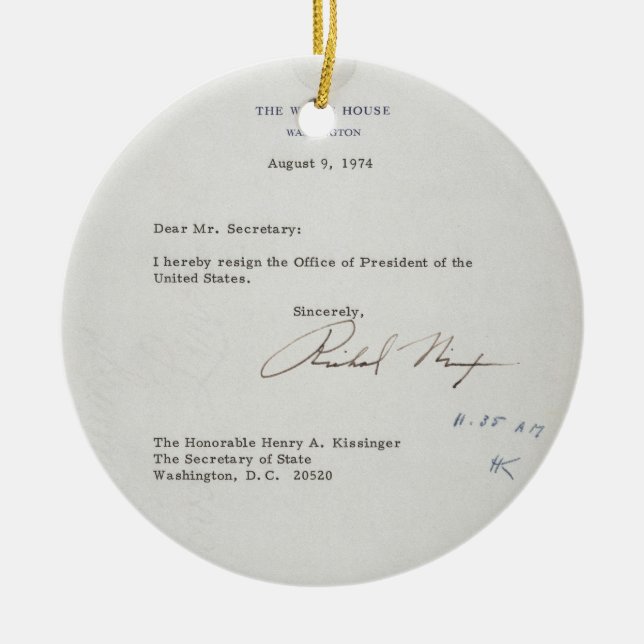 Kündigungsbrief Präsidenten-Richard M. Nixon Keramik Ornament (Vorne)