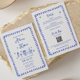 KunDrawn Französisch Blue Fun Hochzeitseinladungen Einladung