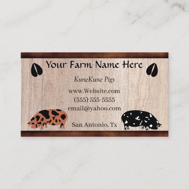 KuneKune Pig Business Card Visitenkarte (Vorderseite)