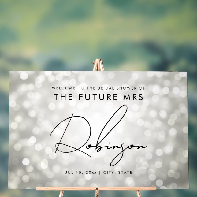 KÜNFTIGE FRAU Brautparty Begrüßung Silberleuchten Acrylschild (Neutral)