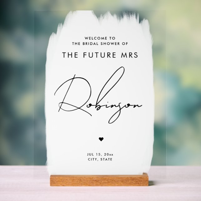 KÜNFTIGE FRAU Brautparty Begrüßung Weiß Schwarz Acrylschild (Neutral)