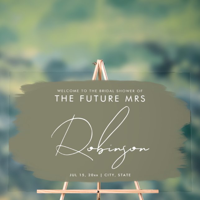 KÜNFTIGE FRAU Brautparty Begrüßungsfarbe Acrylschild (Neutral)