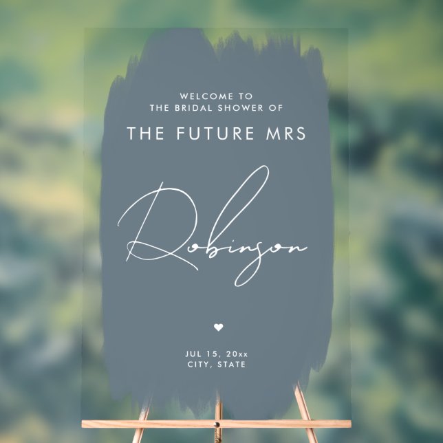 KÜNFTIGE FRAU Brautparty Willkommen Dusty Blue Acrylschild (Neutral)