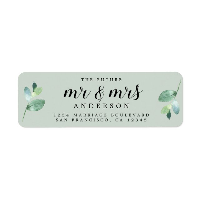 Künftige Frau Foliage Green Return Address Label (Vorne)