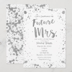 KÜNFTIGE FRAU. Silver White Bridal Dusche Einladun Einladung