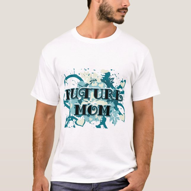 Künftige Mama - Herz und Blume T-Shirt (Vorderseite)