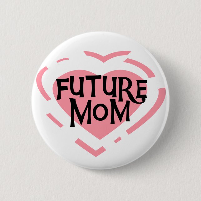 Künftige Mama Rosa Herzklappen und Geschenke Button (Vorderseite)