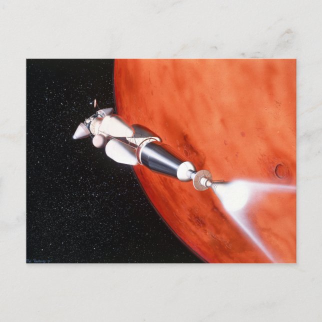 Künftige Mission der bemannten Mars im Orbit Postkarte (Vorderseite)