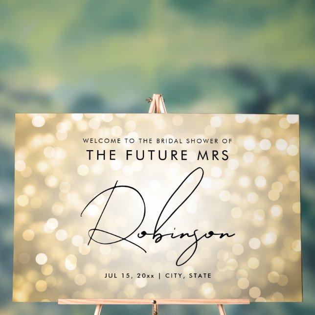 KÜNFTIGE MRS. Brautparty Begrüßungsleuchten Gold L Acrylschild (Neutral)