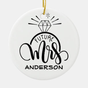 Künftige MRS - Personalisierte Verlobung Keramik Ornament