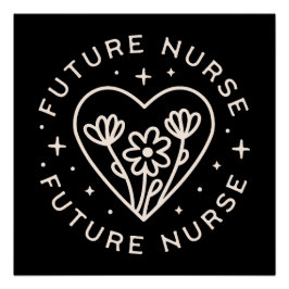 Künftige Pflegebejahungen Blumenziffern schwarz Poster