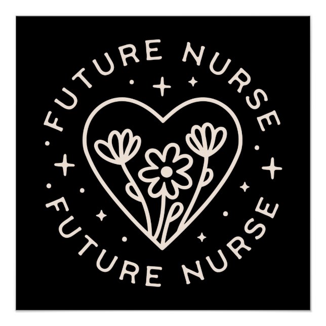 Künftige Pflegebejahungen Blumenziffern schwarz Poster (Vorderseite)