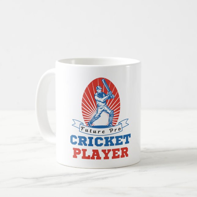 KÜNFTIGE PRO CRICKET PLAYER- CRICKET LOVER KAFFEETASSE (Vorderseite Links)