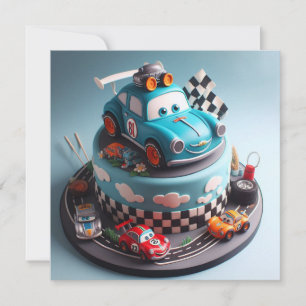KÜNFTIGE RACE AUTO KAMP KINDERGEBURTSTAG CAKE KARTE