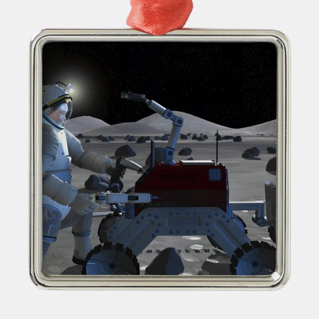 Künftige Weltraumforschungsmissionen 7 Silbernes Ornament (Vorne)