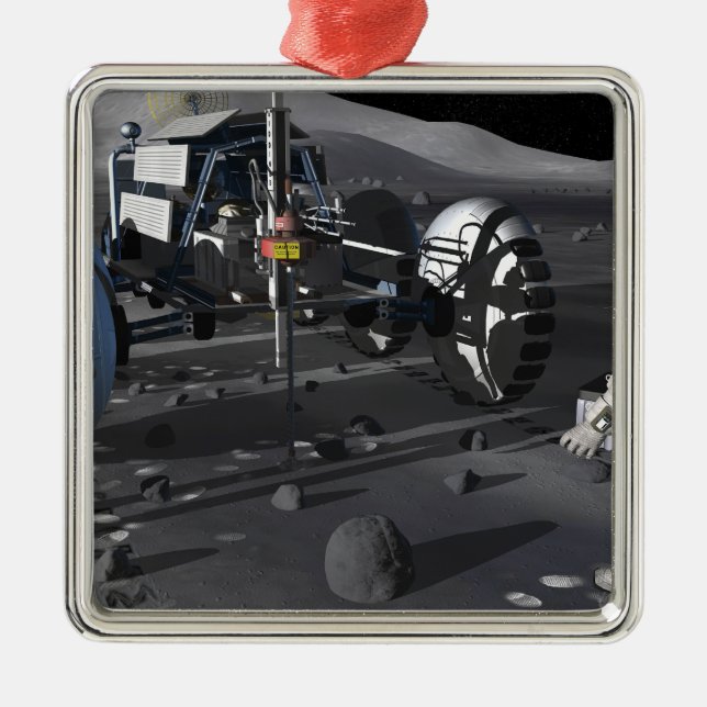 Künftige Weltraumforschungsmissionen Silbernes Ornament (Vorne)