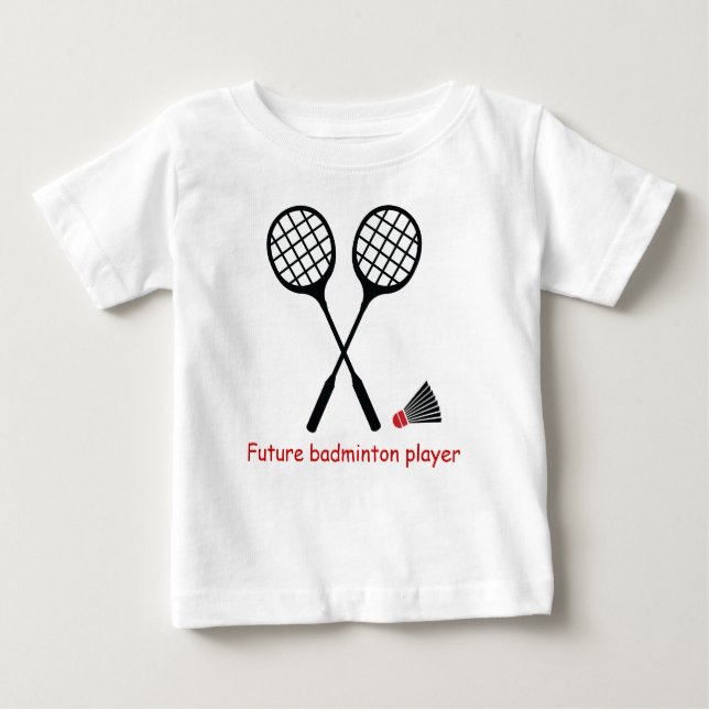 Künftiger Badminton-Spieler, Schläger und Shuttles Baby T-shirt (Vorderseite)