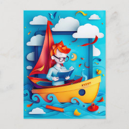 Künftiger Boat Builder Dream for Kids Feiertagspostkarte